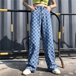 🖤denim checkerboard pants🖤